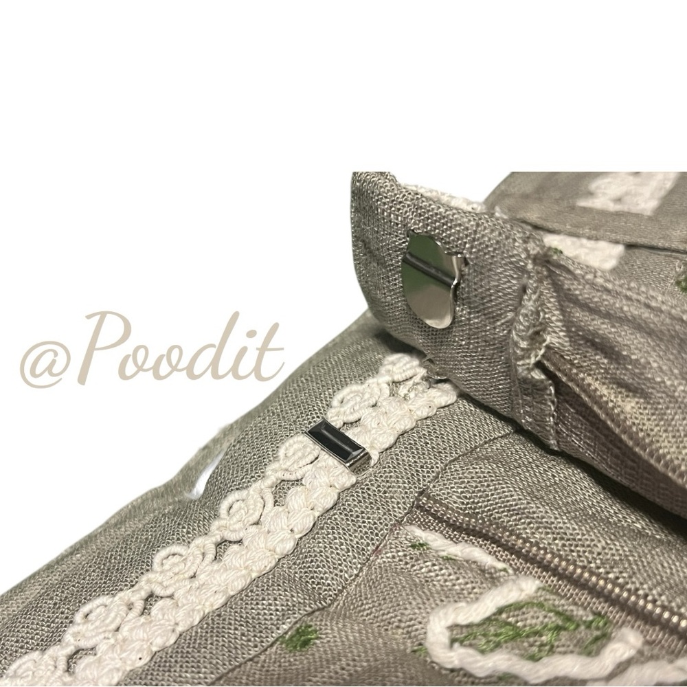 Olive linen embroidered with raised stitching jacket and pant set size SMALL - Picture 6 of 9